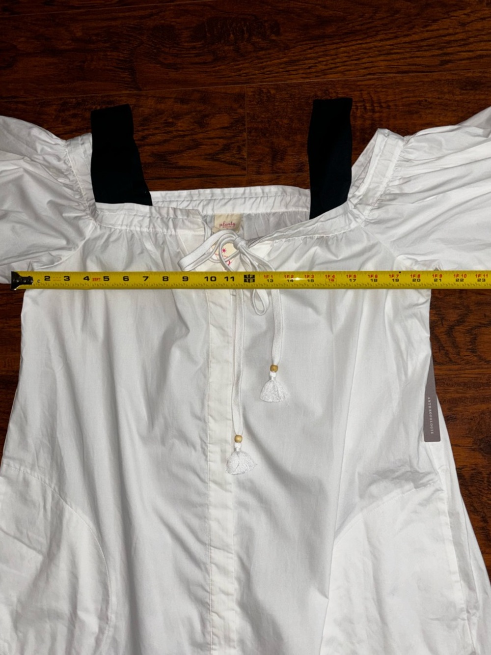 Anthropologie NWT Plenty by Tracy Reese Off Shoulder White Tie-Front Midi Dress - Picture 6 of 9